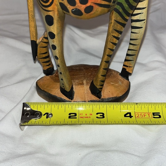 Hand carved giraffe, by craftsmen of Kenya from African muhuhu wood 12” tall - Picture 15 of 17